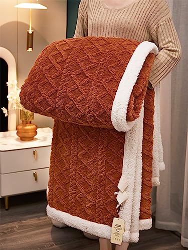 Freyamy Flauschige Kuscheldecke 180x200cm Karamell Korallenfleece Sherpa Wohndecke Winter Warme Fleecedecke Tragbare Überwurfdecke Wohnzimmerdecke Sofadecke TV-Decke Plüsch Tagesdecke Bettdecke von Freyamy