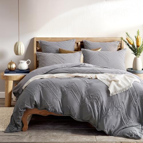 Freyamy Grau Seersucker Bettwäsche 220x240,Glatt Luxus Glanz Bettwäsche Sets,Chic Geometrische Kühl Sommerbettwäsche,Boho Microfaser Texturierte Atmungsaktive Bettbezüge + 2 Kissenbezug 80x80 Freyamy Grau Seersucker Bettwäsche 220x240,Glatt Luxus Glanz Bettwäsche Sets,Chic Geometrische Kühl Sommerbettwäsche,Boho Microfaser Texturierte Atmungsaktive Bettbezüge + 2 Kissenbezug 80x80 von Freyamy