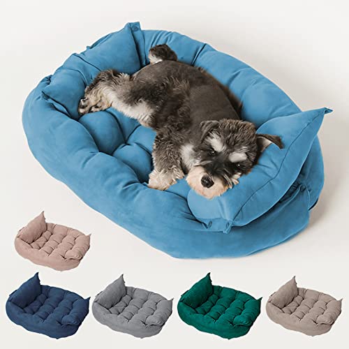 Freyamy Hundebett Waschbar Faltbare Hundebet Große Hunde XL Hundebett Wandelbares Multifunktionale Hundebett Mehrzweck Indoor Hundebett Flauschig Hundekissen Hundesofa Hundebett Blau von Freyamy