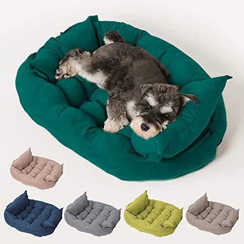 Freyamy Hundebett Waschbar Faltbare Hundebet Wandelbares Mehrzweck Hundebett Große Hunde XL Hundebett Indoor Multifunktionale Hundebett Flauschig Hundekissen Dunkelgrün Hundebett Hundesofa von Freyamy