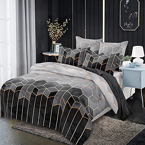 Freyamy Marmor Bettwäsche 200x200cm Grau Geometrisch Wendebettwäsche Vintage Kariert Microfaser Doppelbett Bettbezug und 2 Kissenbezug 80x80cm mit Reißverschluss Freyamy Marmor Bettwäsche 200x200cm Grau Geometrisch Wendebettwäsche Vintage Kariert Microfaser Doppelbett Bettbezug und 2 Kissenbezug 80x80cm mit Reißverschluss von Freyamy