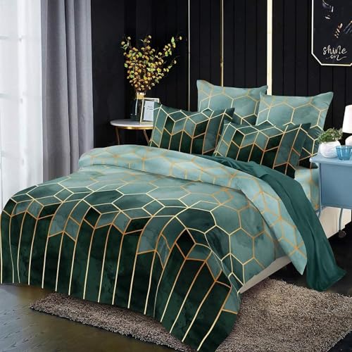 Freyamy Marmor Bettwäsche 200x220cm Grün Geometrische Kariert Wendebettwäsche Modern Microfaser Doppelbett Bettbezug mit Reißverschluss und 2 Kissenbezug 80x80cm Freyamy Marmor Bettwäsche 200x220cm Grün Geometrische Kariert Wendebettwäsche Modern Microfaser Doppelbett Bettbezug mit Reißverschluss und 2 Kissenbezug 80x80cm von Freyamy