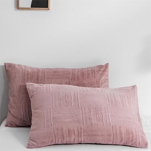 Freyamy Plüsch Kissenbezug 80x80cm 2er Set Rosa Flanell Jacquard Flauschige Kopfkissenbezug Samt Biber Cashmere Touch Kissenhülle Warme Winter Coral Fleece Zierkissenbezug von Freyamy