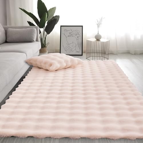 Freyamy Plüsch Teppich 60x150cm Beige Einfarbig Hochflorteppiche Flauschige Weich Teppiche Waschbar rutschfest Teppiche Modern Dekorative Teppich für Wohnzimmer Schlafzimmer Kinderzimmer von Freyamy