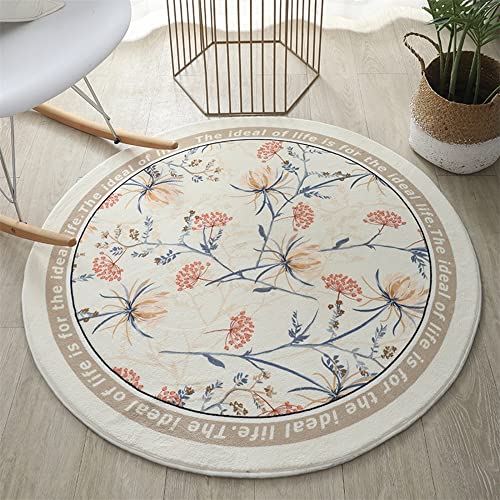 Freyamy Rund Teppich 100cm Braun Blume Teppiche Plüsch Weich Teppich rutschfeste Waschbarer Teppich Chic Modern Dekorative Wohnzimmer Schlafzimmer Teppich Küche Fußmatte Haustierteppich von Freyamy