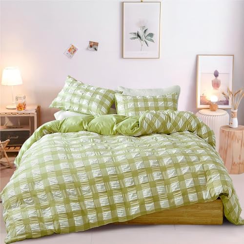 Freyamy Seersucker Bettwäsche 155x220cm 2teilig Grün Weiß Geprägt Gitter Strukturiert Bettwaren-Sets Uni Gebürstet Microfaser Mädchen Bettbezug mit Reißverschluss und 1 Kissenbezug 80x80cm Freyamy Seersucker Bettwäsche 155x220cm 2teilig Grün Weiß Geprägt Gitter Strukturiert Bettwaren-Sets Uni Gebürstet Microfaser Mädchen Bettbezug mit Reißverschluss und 1 Kissenbezug 80x80cm von Freyamy