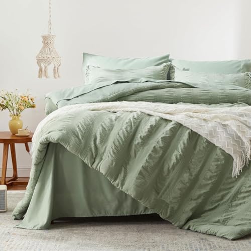 Freyamy Seersucker Bettwäsche 200x200cm 3teilig Grün Salbeigrün Geprägt Streifen Strukturiert Bettwaren-Sets Uni Gebürstet Microfaser Weiche Bettbezug mit Reißverschluss und 2 Kissenbezug 80x80cm Freyamy Seersucker Bettwäsche 200x200cm 3teilig Grün Salbeigrün Geprägt Streifen Strukturiert Bettwaren-Sets Uni Gebürstet Microfaser Weiche Bettbezug mit Reißverschluss und 2 Kissenbezug 80x80cm von Freyamy