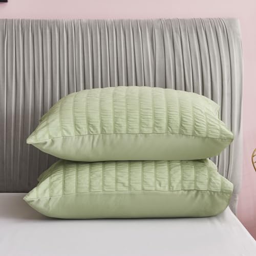 Freyamy Seersucker Kissenbezug 40x80cm 2er Set Grün Geprägt Streifen Strukturiert Chic Kopfkissenbezug Gebürstet Microfaser Weiche Kissenhülle Bequem Kissenbezug mit Reißverschluss Freyamy Seersucker Kissenbezug 40x80cm 2er Set Grün Geprägt Streifen Strukturiert Chic Kopfkissenbezug Gebürstet Microfaser Weiche Kissenhülle Bequem Kissenbezug mit Reißverschluss von Freyamy