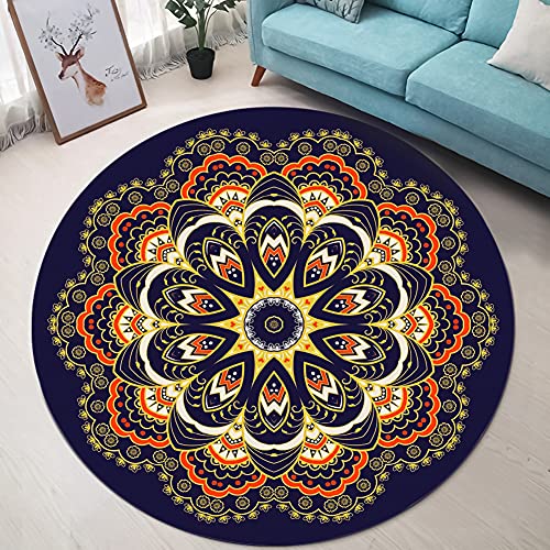 Freyamy Teppich Mandala Rund 160cm Marokko Vintage Style In-Outdoor Bohemian Teppiche Wohnzimmer Schlafzimmer Kinderzimmer Boho Blume Muster Dekorative Runder Teppich Bunt von Freyamy