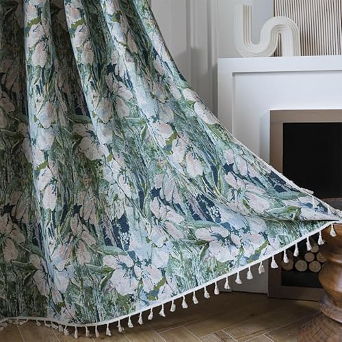 Freyamy Vorhänge 2er Set Bunt Jacquard Vintage Vorhang mit Quasten Durchscheinend Chic Gardinen Polyester Fransen Schiebevorhänge Blickdich Fensterdekoration Verdunkelungsgardine (B150xH240) von Freyamy