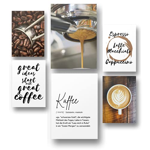Freyheit | Poster Set | 6 Bilder als stilvolle Wanddeko | 2X DIN A4 und 4X DIN A5 | OHNE Rahmen (Kaffee) von Freyheit
