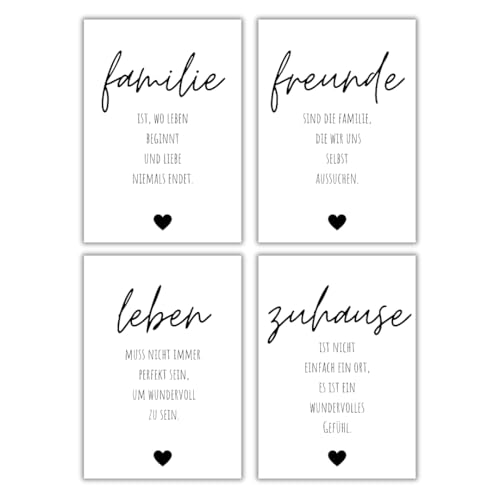 Freyheit | Premium Poster Set | stilvolles Bilder-Set für Wohnzimmer oder Schlafzimmer in schwarz-weiß | DIN A4 oder A3 (21 * 30cm oder 30x42cm) | OHNE Bilderrahmen (Familie, A3 (29,7cm*42cm)) von Freyheit