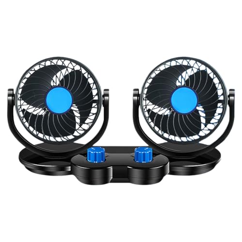 Frfik Auto Ventilator für Rücksitz - Verstellbarer Doppelkopf Auto Elektrischer Ventilator - 3 Windgeschwindigkeiten Luftzirkulator Auto Kühlgerät Haushaltsgebläse für LKW Wohnmobile Zuhause von Frfik
