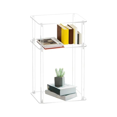 Frfik Beistelltisch - Sofatisch, Nachttisch - Moderner Acryl-Tisch mit Edelstahlrahmen | Transparenter kleiners Tisch mit 2 & 3 Ebenen | Platzsparender Organizer für Schlafzimmer, Wohnzimmer & Büro von Frfik