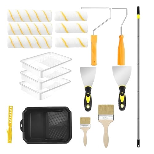 Frfik Farbroller-Set | Multifunktionaler Roller Mit Teleskopstange | Werkzeug Für Projekte An Wänden Decken Schränken Türen Und Nacharbeiten Für Glatte Anstriche von Frfik