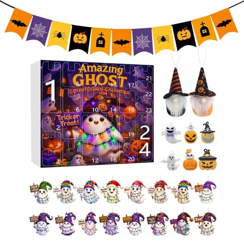 Frfik Halloween-Adventskalender, 24 Tage Geist-Thema – Kalender auf der Rückseite Halloween Extravagant | 2D Acryl Dekoration für Baum Party Erwachsene Frfik Halloween-Adventskalender, 24 Tage Geist-Thema – Kalender auf der Rückseite Halloween Extravagant | 2D Acryl Dekoration für Baum Party Erwachsene von Frfik