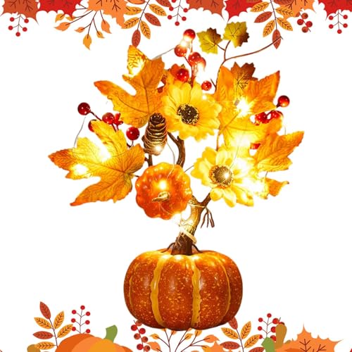 Frfik Herbst LED Kürbis Deko - Batteriebetriebene Erntedankfest Tischdekoration - Beleuchtete Thanksgiving Tischdekoration Kürbis - Für Zuhause Küche Einweihungsparty von Frfik