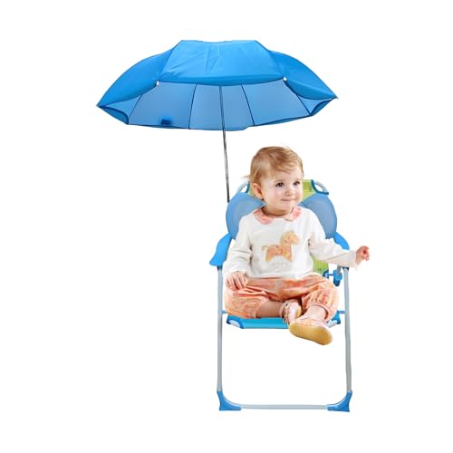 Frfik Kinder Campingstuhl | Kleinkind Campingstuhl Mit Sonnenschirm,Klappbarer Reisesitz Mit Sonnenschirm Für Garten Pool Picknick Urlaub von Frfik