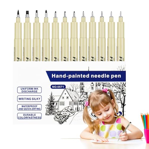 Frfik Kunstzeichnungsstift, Zeichnen, Journaling, Tintenmarker, Kugelschreiber, ergonomisch, vielseitig, , Illustrationszubehör für Kinder, Studenten, Teenager, , Mädchen von Frfik
