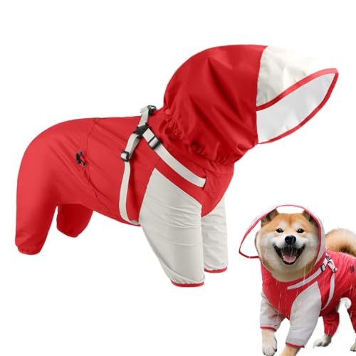 Frfik Regenmantel für Hunde – Welpen-Regenmantel mit transparenter Kapuze – wasserdichte, reflektierende Haustierkleidung für M bis XL Hunde und Welpen bei Regenwetter, Spaziergänge im Freien, Reisen von Frfik