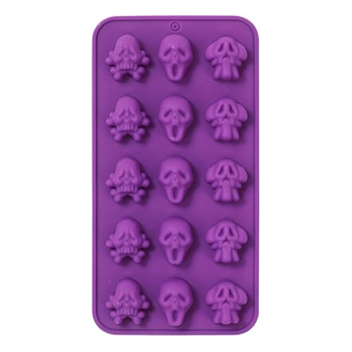 Frfik Schädel Eiswürfelform | Schädel Gummibärchen Gießform - 15 Fächer Silikon Backform Für Eiswürfel Gummibärchen Süßigkeiten Herstellung von Frfik
