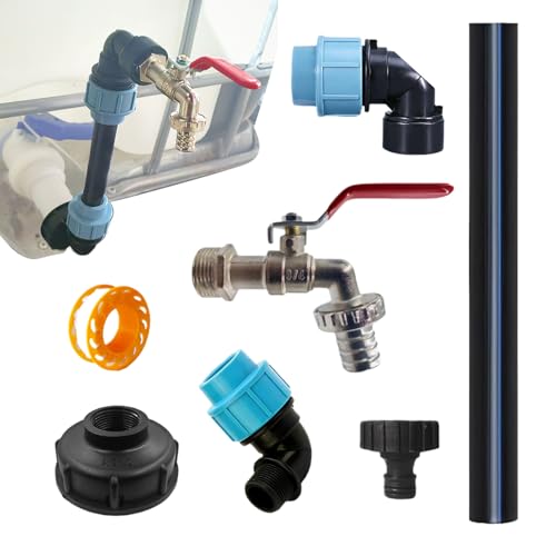 Frfik Tote Tank Adapter Fitting - Wassertank-Adapter,Ventil Hahn Schnellkupplung Verlängerungsschlauch Für Garten Garage Werkstatt von Frfik