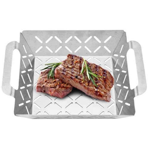 Grillkorb - Grillrost, 27cm Grillschalen - Edelstahl Grillzubehör mit verstärkter Netzstruktur für gleichmäßige Wärmeverteilung zum Grillen von garnelens Fleisch ideal Camping Terrasse Outdoor Kochen Grillkorb - Grillrost, 27cm Grillschalen - Edelstahl Grillzubehör mit verstärkter Netzstruktur für gleichmäßige Wärmeverteilung zum Grillen von garnelens Fleisch ideal Camping Terrasse Outdoor Kochen von Frfik