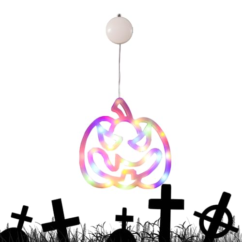 Hängende Deko | 7.9 Zoll kurbis Fensterlichter Mit Saugnapf Haken | PVC LED Dekoration Orange kurbis Fensterdeko | Tragbar Warm Leuchtend Ideal Für Fensterdekoration von Frfik