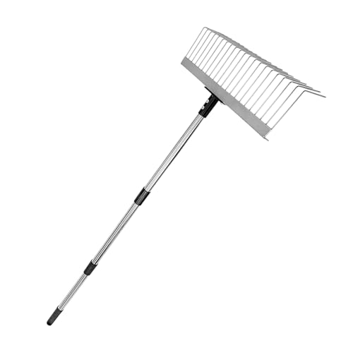 Laubbesen - Kunststoffzinken, 125 cm Garten Laubrechen – Robuster Gartenrechen mit langem Stiel, ideal für Laub, Moos & Rasenpflege, vielseitig einsetzbar zur Säuberung Beeten, Hinterhöfen & Stränden von Frfik