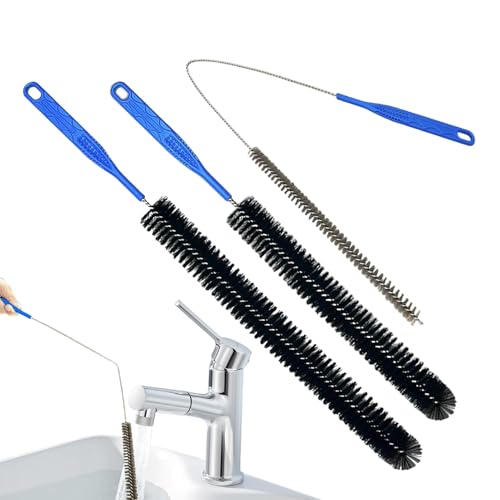 Nylon & Edelstahl Abflussreiniger Bürste - 3 Stück Abflussreiniger spirales, Rohrreinigungsbürste | Flexible Abflussbürste, Lange Rohrreinigungsbürste für Spüle, Dusche & Badewanne, Haarverstopfung von Frfik
