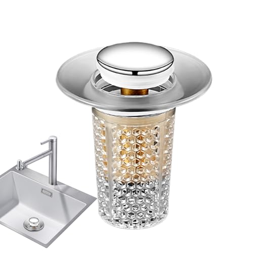 Pop-up-Spüle Abflusssieb, kurzstiles multifunktionales Popup-Spüle-Abflussfilter, Badezimmerbeckenstecker, Anti-Clog-Presse Pop-up-Kern-Abflussfilter für Duschküchenwäsche-55 Gramm Gewicht Pop-up-Spüle Abflusssieb, kurzstiles multifunktionales Popup-Spüle-Abflussfilter, Badezimmerbeckenstecker, Anti-Clog-Presse Pop-up-Kern-Abflussfilter für Duschküchenwäsche-55 Gramm Gewicht von Frfik
