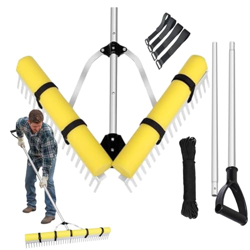 Schwimmender Teichrechen - 8ft Abnehmbarer See Rechen Aus Aluminium Mit Verlängerungsstange & 20ft Seil - Multifunktionaler Rechen Für See Algen Unkraut Garten Landschaft Reinigung Schwimmender Teichrechen - 8ft Abnehmbarer See Rechen Aus Aluminium Mit Verlängerungsstange & 20ft Seil - Multifunktionaler Rechen Für See Algen Unkraut Garten Landschaft Reinigung von Frfik