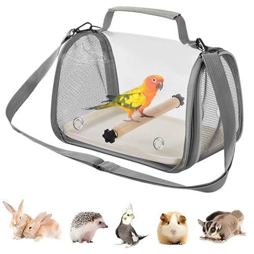 Vogelkäfig - Vogel-Tragetasche - Klappbarer Aufbewahrungsrucksack | Tragbarer Transportkäfig für kleine Vögels & Haustiere – Atmungsaktive Vogeltasche Sitzstange, Tablett & Kissen für Reisen & Outdoor von Frfik