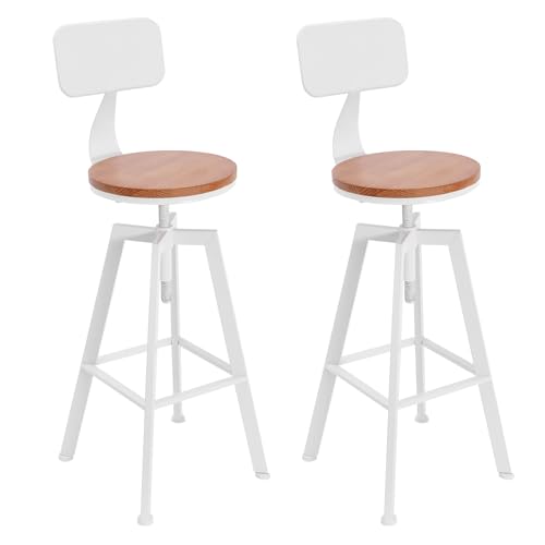Fricienc 2er Set Barhocker Thekenbarhocker Barhocker mit Rückenlehne Barhocker 360° Drehbar Barhocker mit Lehne Echtleder Sitz mittelgroßes Jahrhundert Barhocker von Fricienc