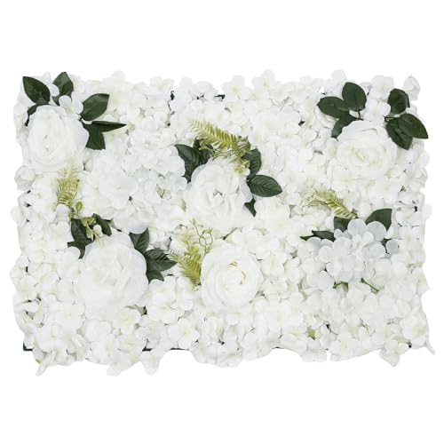 Fricienc Blumen WandpaneelSet Künstliche Blumen, Wandpaneele 6 Stück Künstliche Blumenwand Rosenwand DIY Hochzeit Dekor Blumen Wand Weiß von Fricienc