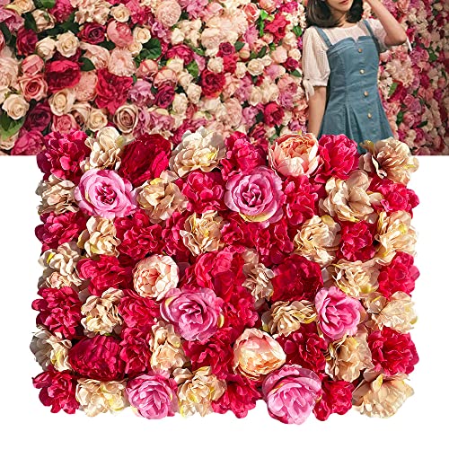 Fricienc Künstliche Blumenwand Rosenwand Hintergrund Bühne Deko Hochzeitsfotografie 6PCS Künstliche Blumen-Wandpanee Blume Romantische Blumenkulisse 60 cm x 40 cm von Fricienc