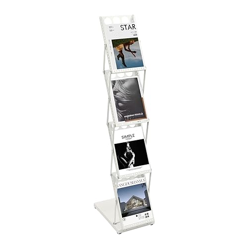 Präsentationsständer Klappbarer Zeitschriftenständer mit 4 Fächern Ausstellungen Messen Tragbarer A4-Prospektständer Literatur-Präsentationsständer Katalogständer Klappbarer Broschürenständer von Fricienc