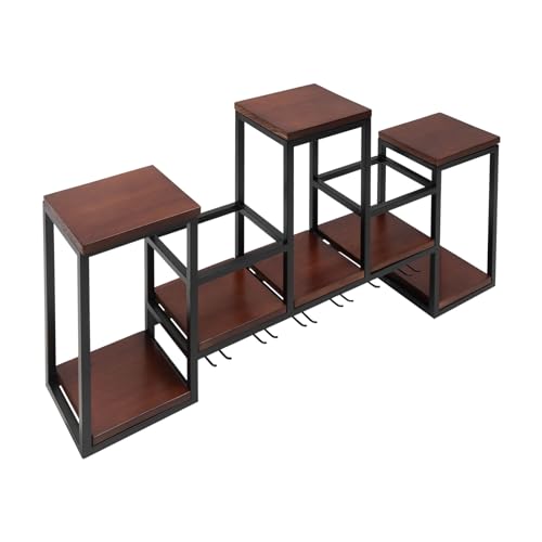 Weinregal freistehend stapelbar mit Massivholz Schmiedeeisen platzsparender Tisch-Weinschrank für Küche Bar Esszimmer platzsparender Weinflaschenhalter für Arbeitsplatte kleines Metall-Weinregal für d von Fricienc
