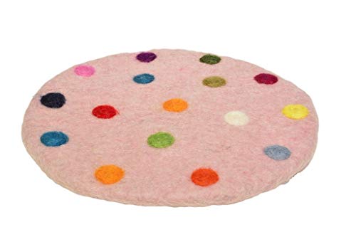 Frida Feeling Topfuntersetzer Spotty aus Filz mit bunten Tupfern | Ø ca. 20 cm (Grundfarbe: rosa) von Frida Feeling Fair-Trade