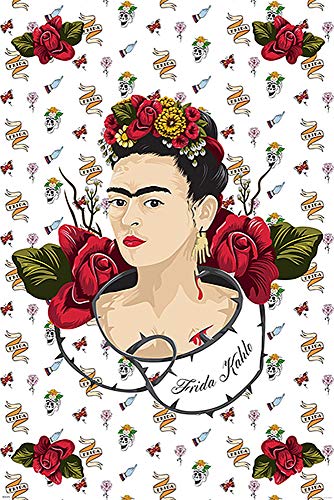 Frida Kahlo Poster Red and White von Close Up