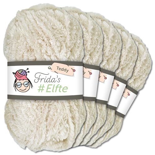 Frida's Wollhaus 5 x 100 g Frida‘s #Elfte Teddy Fransengarn Amigurumi Stricken Wolle 24 Farben (967 | Natur) von Frida's Wollhaus