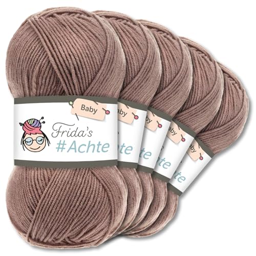 Frida's Wollhaus 5 x 100 gFrida's #Achte Babywolle Wolle Garn Stricken Häkeln Anti-Pilling 66 Farben (534 | Milchkaffee) von Frida's Wollhaus