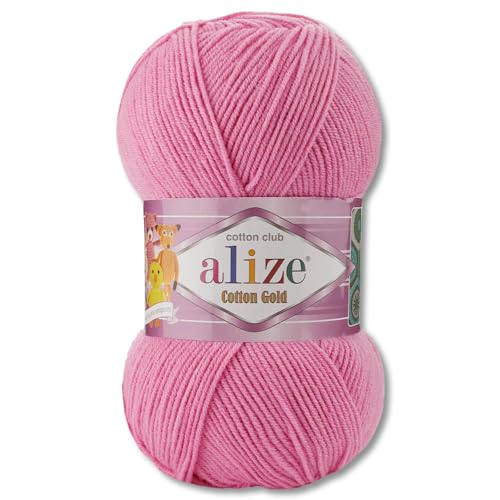 Frida's Wollhaus Alize 100 g Cotton Gold Wolle Sommerwolle Garn Baumwolle Amigurumi 65 Farben (264 | Pink) von Frida's Wollhaus