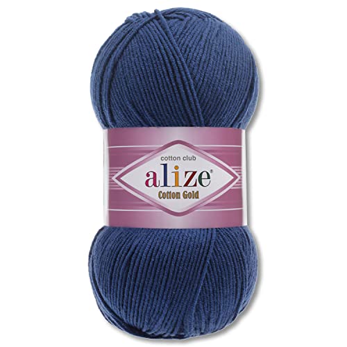 Frida's Wollhaus Alize 100 g Cotton Gold Wolle Sommerwolle Garn Baumwolle Amigurumi 65 Farben (279 | Nachtblau) von Frida's Wollhaus