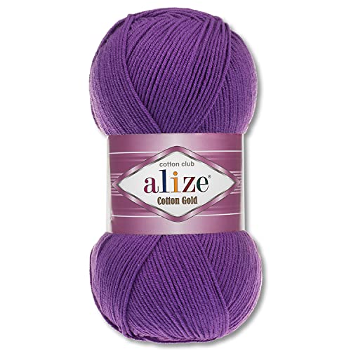 Frida's Wollhaus Alize 100 g Cotton Gold Wolle Sommerwolle Garn Baumwolle Amigurumi 65 Farben (44 | Violett) von Frida's Wollhaus