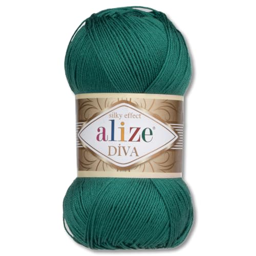 Frida's Wollhaus Alize 100 g Diva Wolle Stricken Häkeln Microfaser 64 Farben (453 | Flaschengrün) von Frida's Wollhaus