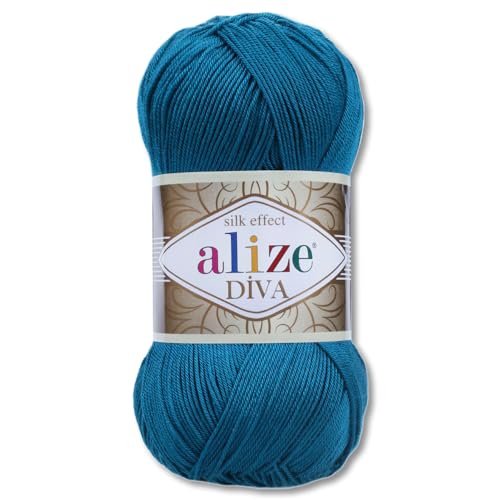 Frida's Wollhaus Alize 100 g Diva Wolle Stricken Häkeln Microfaser 64 Farben (646 | Petrol) von Frida's Wollhaus