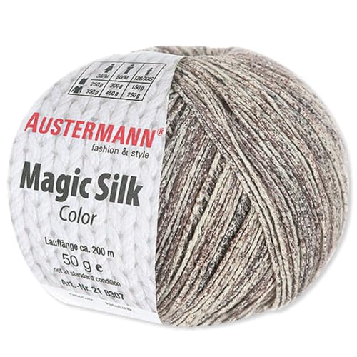 Frida's Wollhaus Austermann 50 g Magic Silk Color Wolle Seide Stricken Häkeln 15 Farben (104 | Taupe) von Frida's Wollhaus