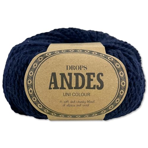 Frida's Wollhaus Drops 100 g Andes Stricken Häkeln Alpaka Schurwolle Alpaca Garn 28 Farben (6990 | Marine | Uni) von Frida's Wollhaus