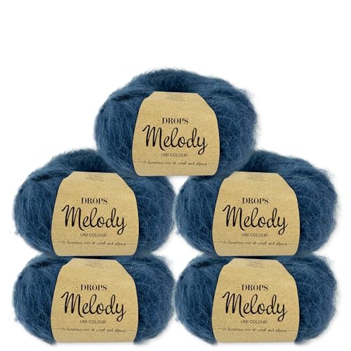 Frida's Wollhaus Drops 5 x 50 g Melody Stricken Häkeln Alpaka Schurwolle Alpaca Superweich 23 Farben (28 | Marineblau) von Frida's Wollhaus